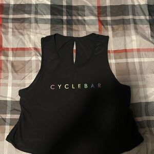 CycleBar Women's Black Muscle Tee with Rainbow Logo
